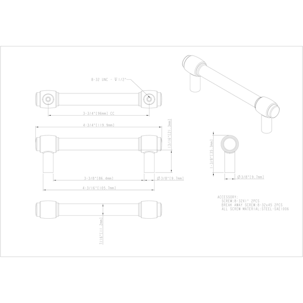 96 Mm Center-to-Center Satin Bronze Hayworth Cabinet Bar Pull